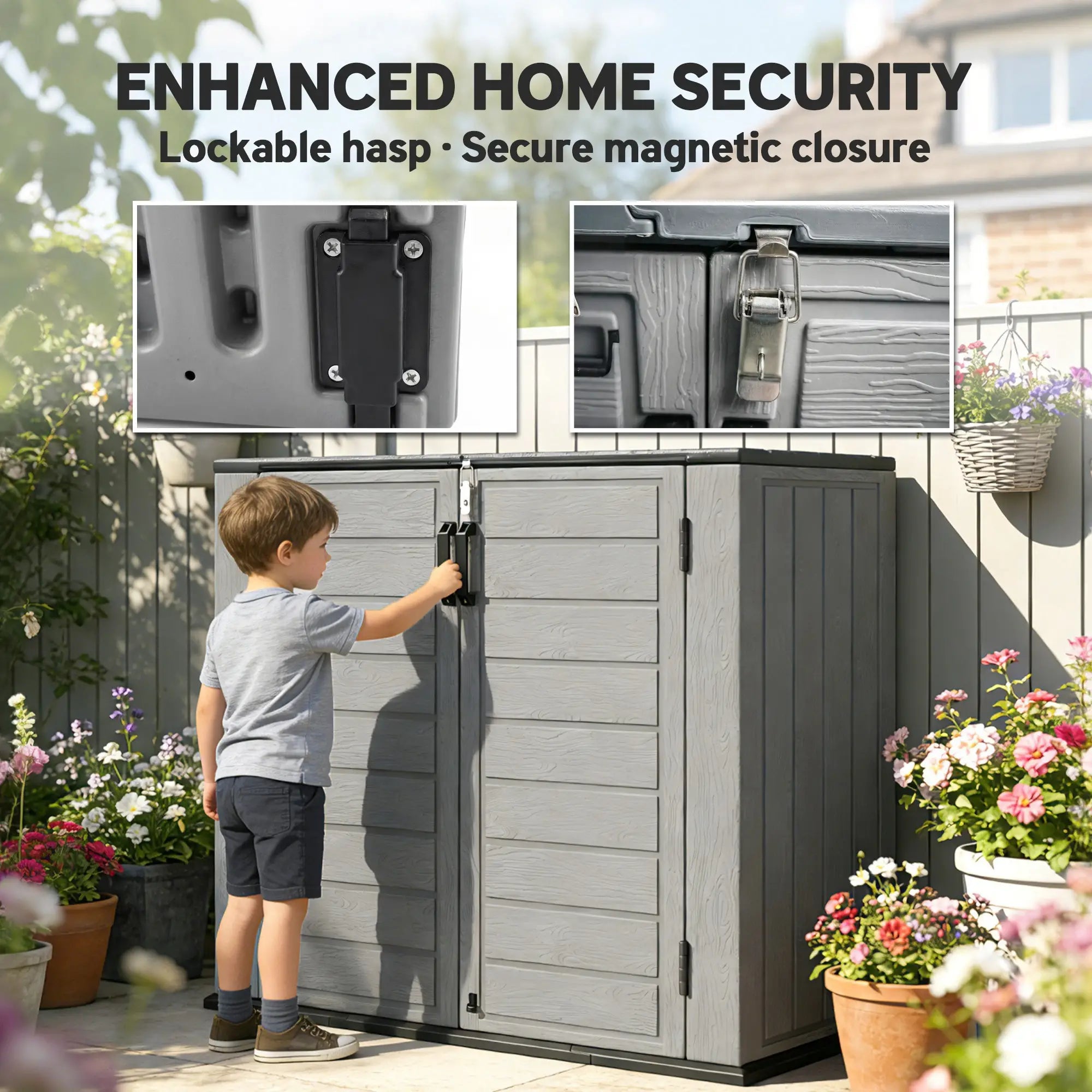 33 Cu.ft Plastic Outdoor Storage Shed, Lockable Doors, Light Grey Outdoor Storage Cabinet at Gallery Canada