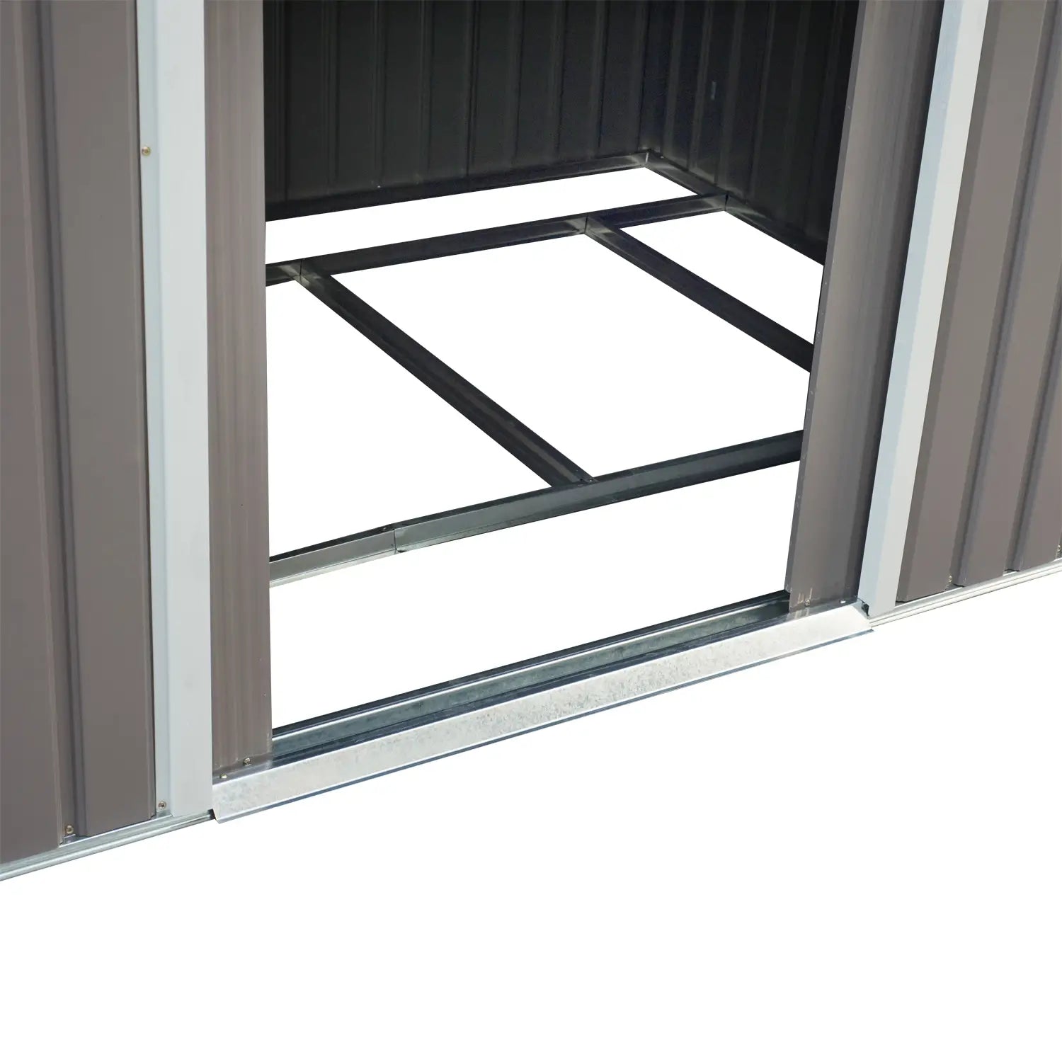 9x6 Galvanized Steel Garden Shed, Double Doors, Foundation Kit, Grey Sheds at Gallery Canada