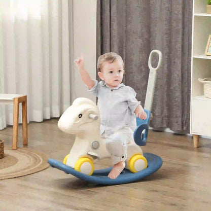 Kids Rocking Horse, Detachable Balance Board, Push Handle, Blue Rocking Horses at Gallery Canada