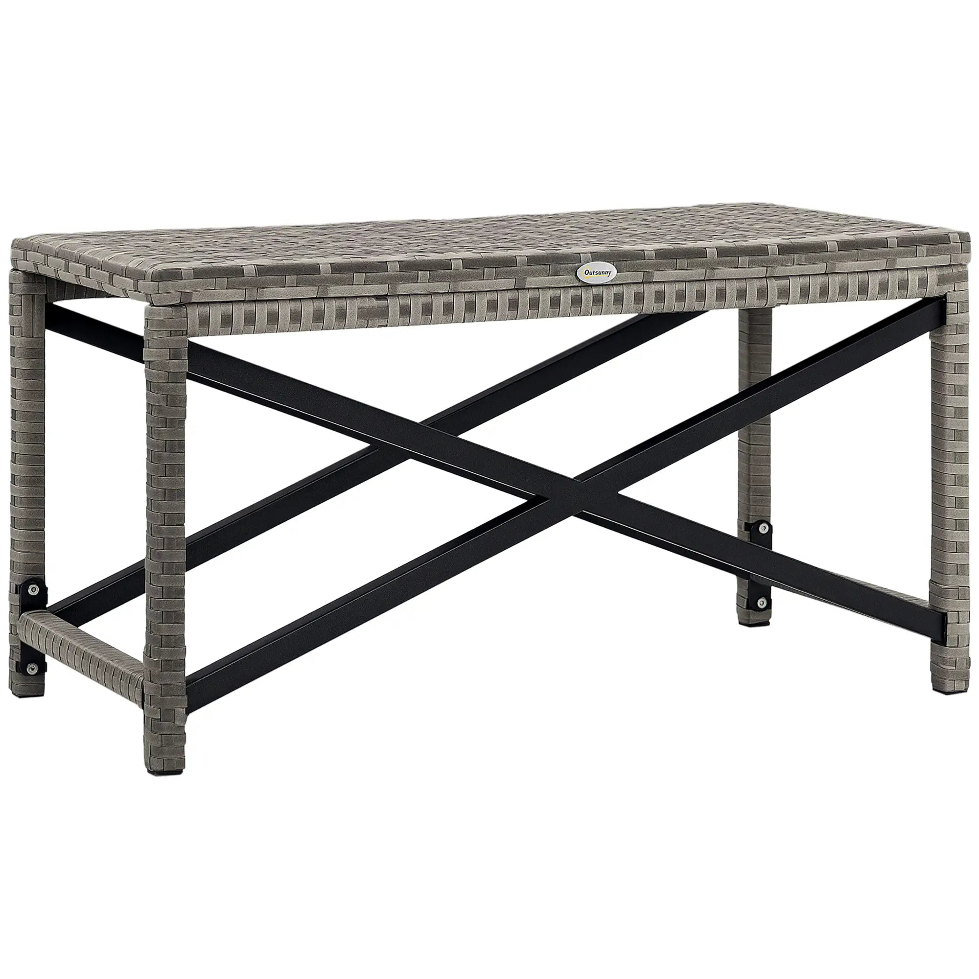 Wicker End Table, Outdoor PE Rattan Side Table, Plastic Board, Mixed Gray, Gray Patio Side Tables Black, Mixed Gray at Gallery Canada