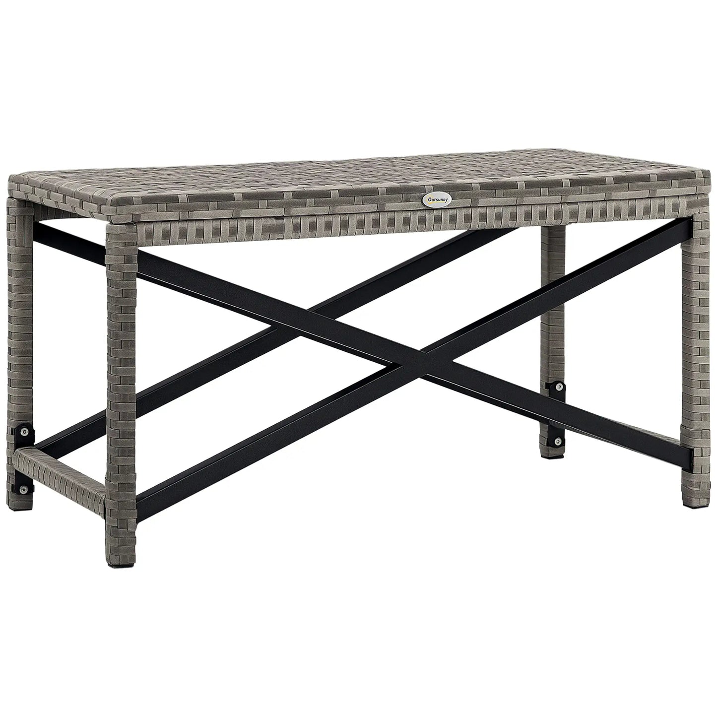 Wicker End Table, Outdoor PE Rattan Side Table, Plastic Board, Mixed Gray, Gray Patio Side Tables Black, Mixed Gray at Gallery Canada