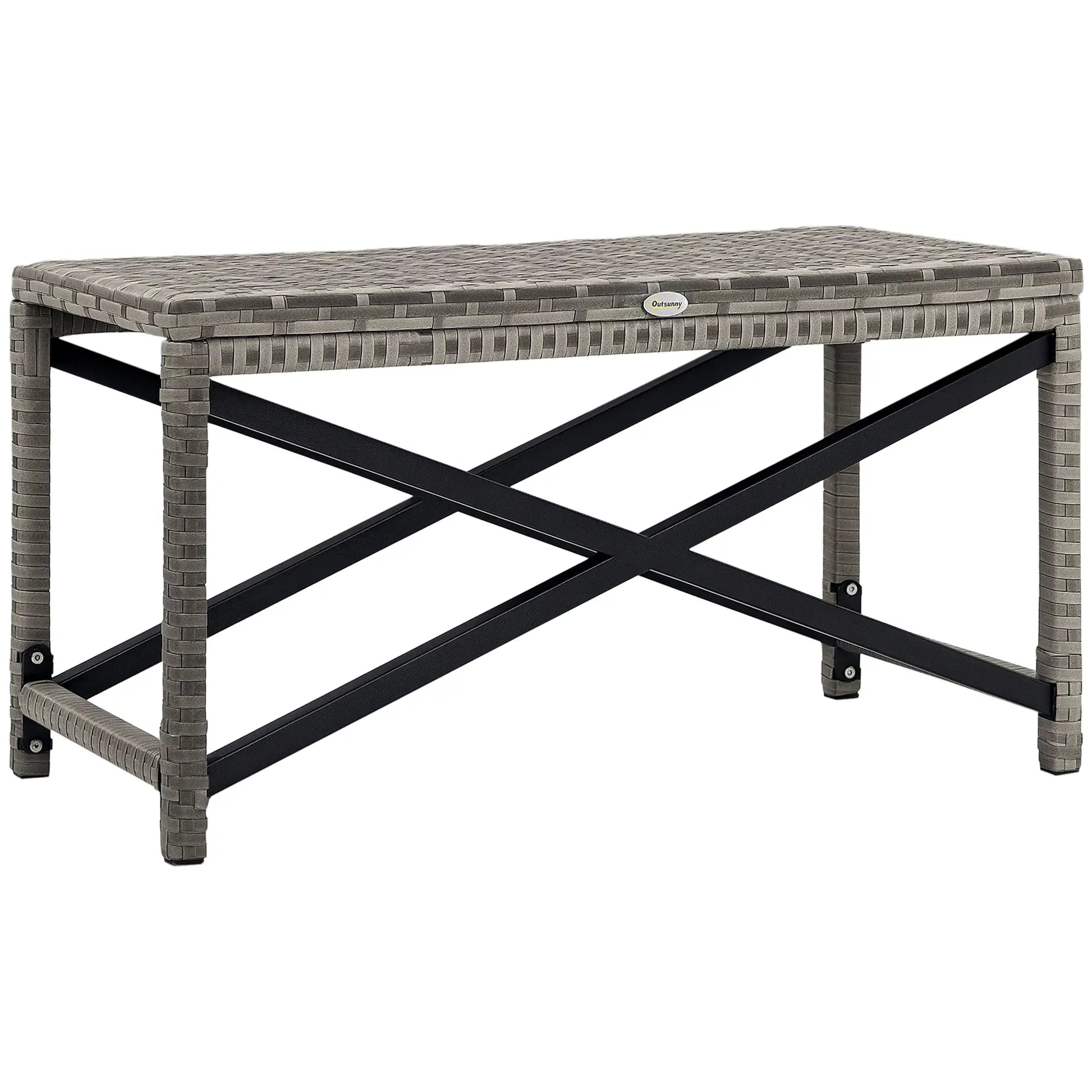 Wicker End Table, Outdoor PE Rattan Side Table, Plastic Board, Mixed Gray, Gray Patio Side Tables Black, Mixed Gray at Gallery Canada
