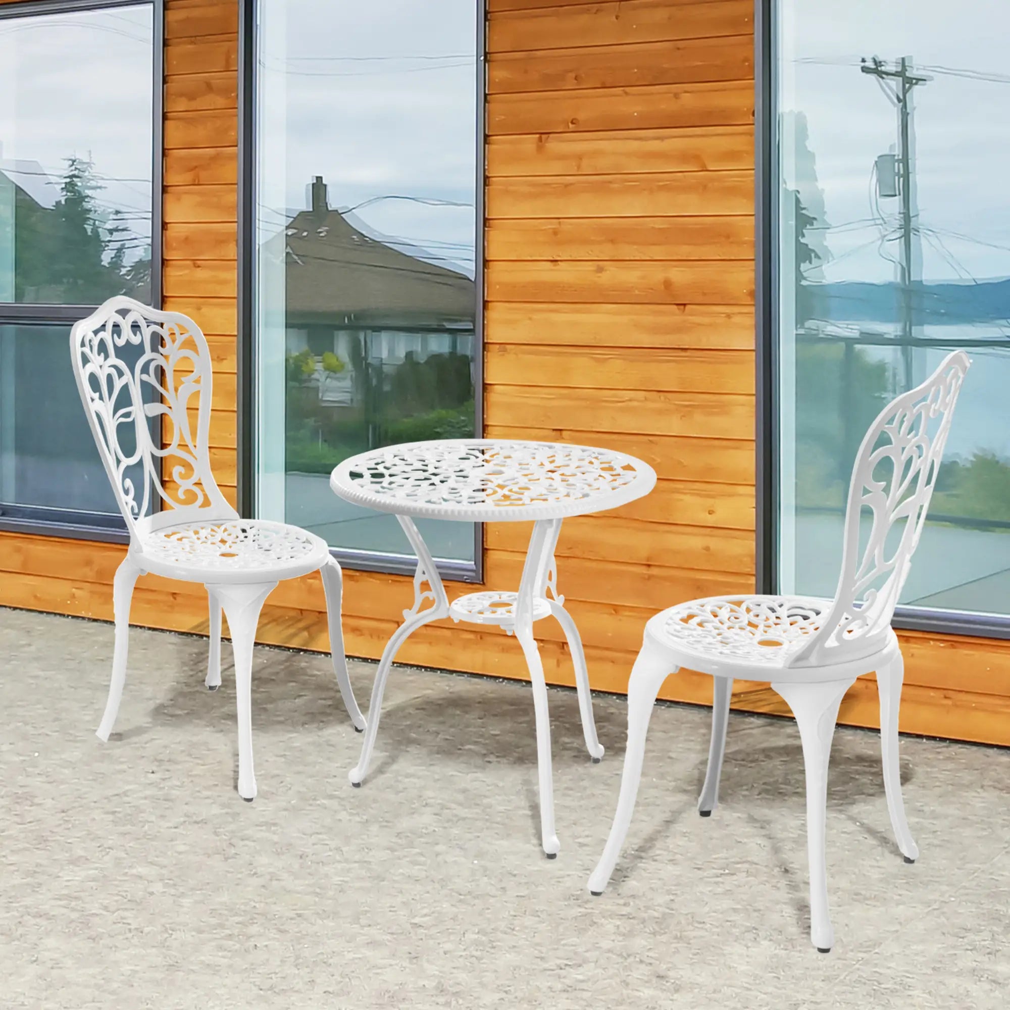 Antique Outdoor Bistro Set, 3 Pieces, Patio Table and Chairs, White Bistro Sets at Gallery Canada