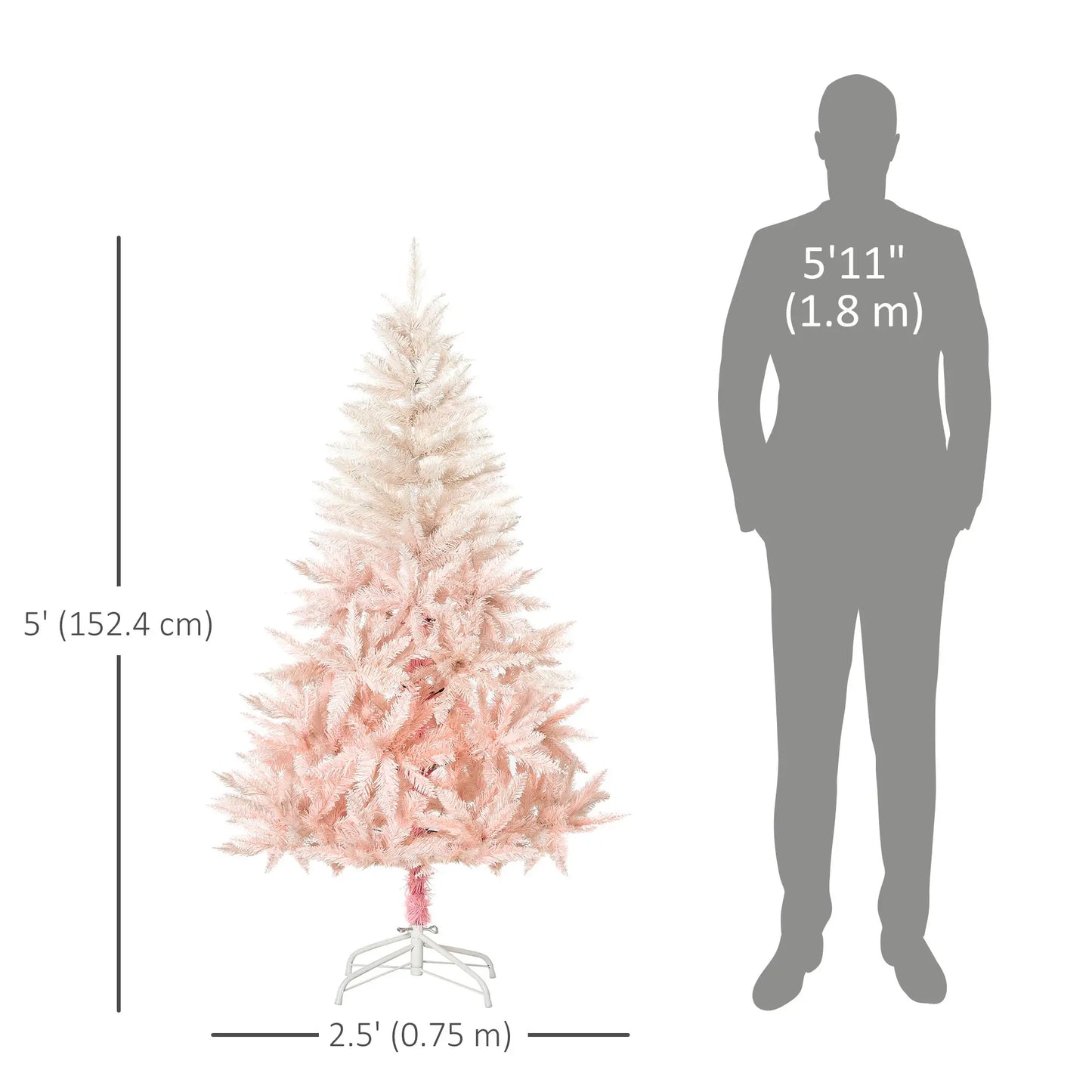 5ft Artificial Christmas Tree, Automatic Open, Pink, White Artificial Christmas Trees at Gallery Canada