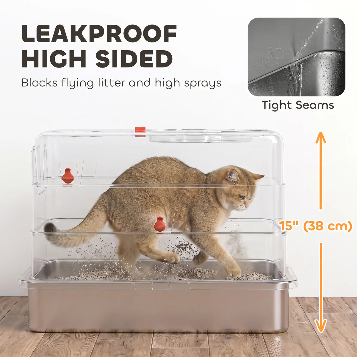 Enclosed Stainless Steel Cat Litter Box with Lid, Grey Cat Litter Box Enclosures at Gallery Canada