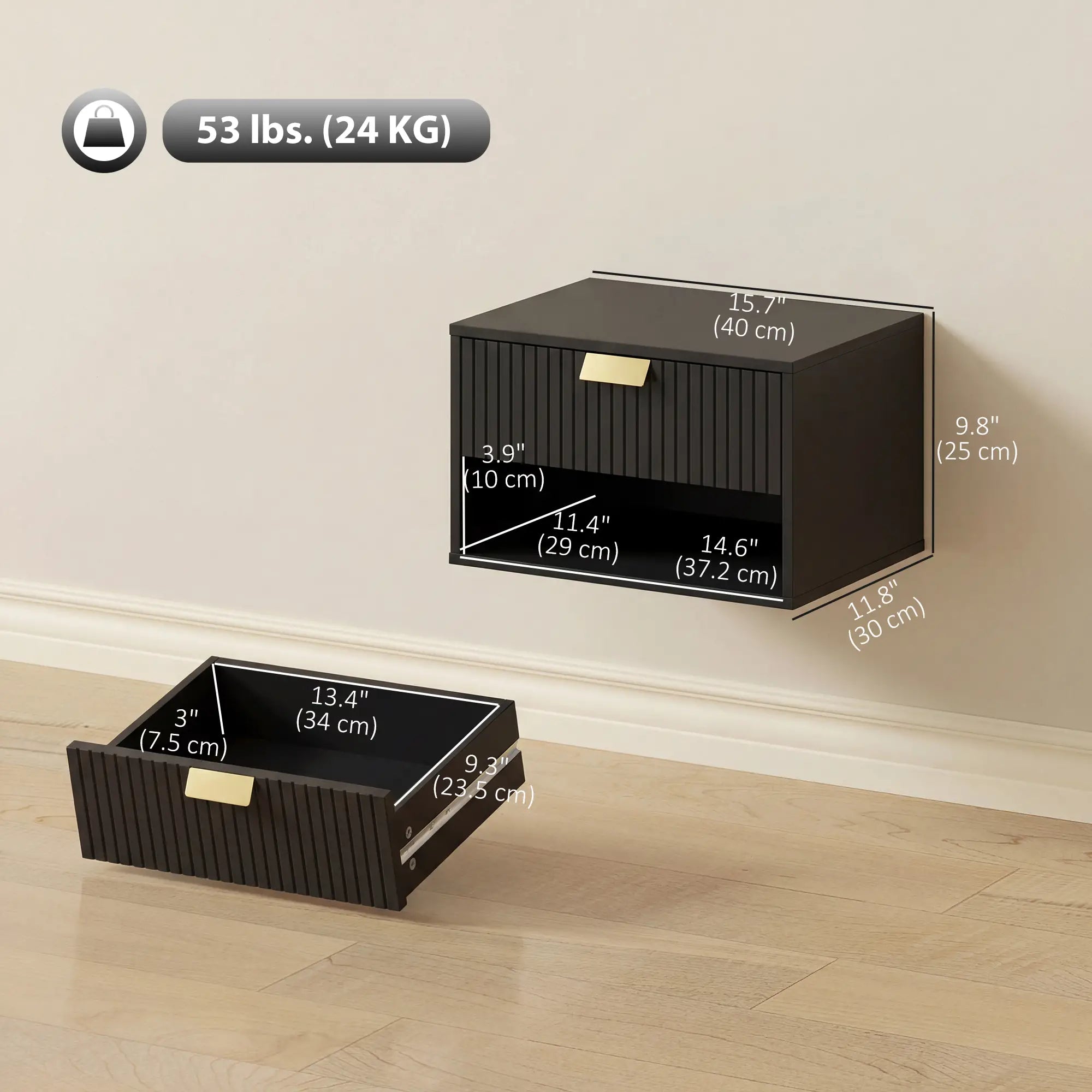 Wall Mounted Bedside Tables, Floating Nightstands, Black Bedside Tables at Gallery Canada