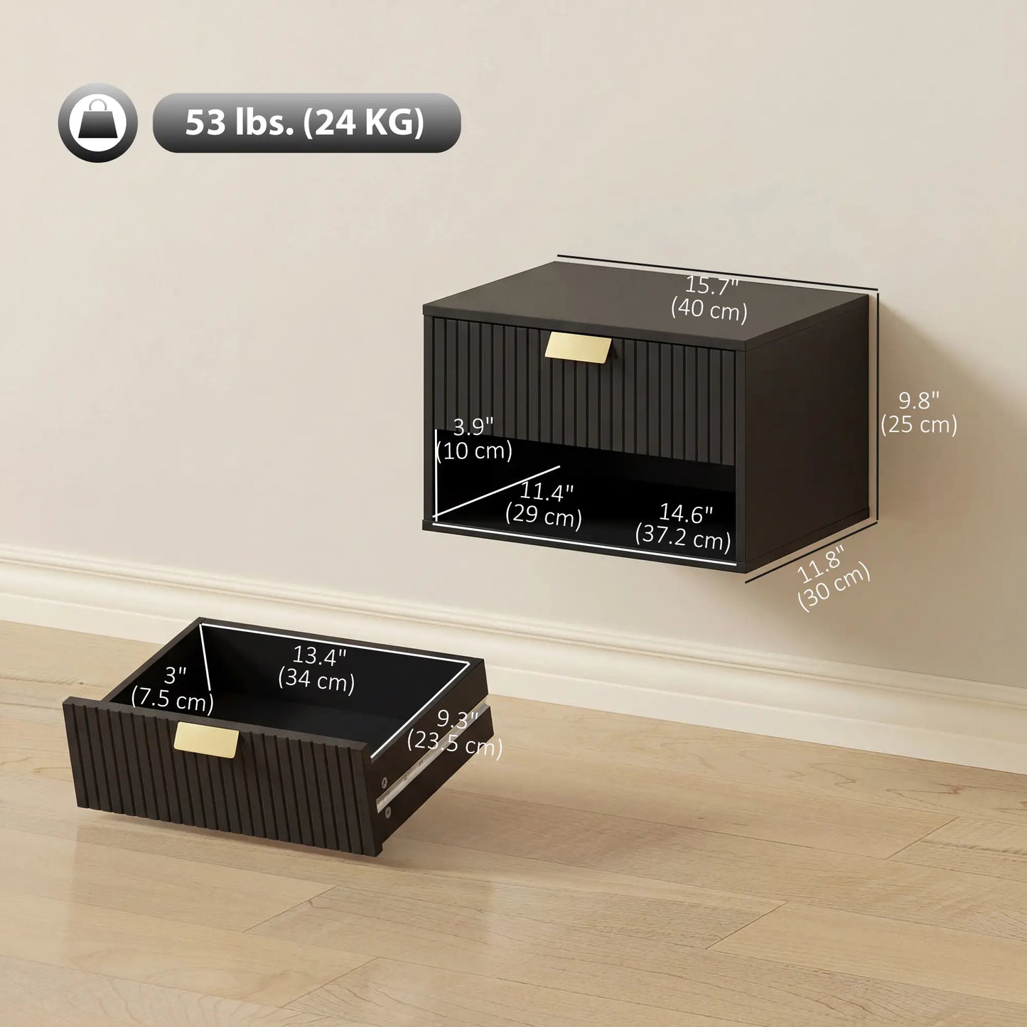 Wall Mounted Bedside Tables, Floating Nightstands, Black Bedside Tables at Gallery Canada