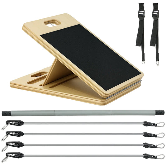 Pilates Bar Kit, Resistance Bands, Foldable Calf Stretch Board, Grey More-Strength Training Equipment Grey at Gallery Canada