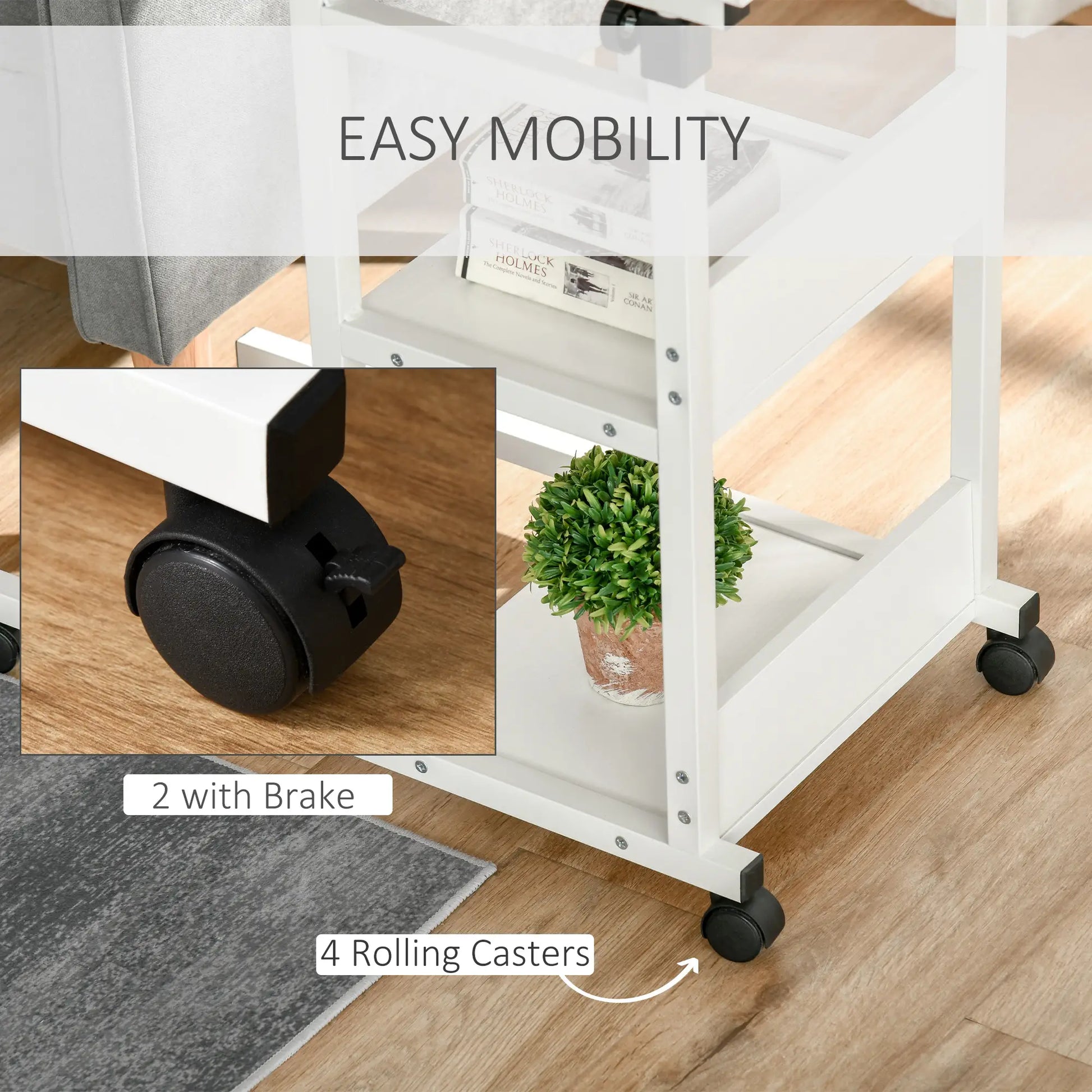 Mobile Standing Desk, Adjustable Height 31.5 inch, White Side Tables at Gallery Canada