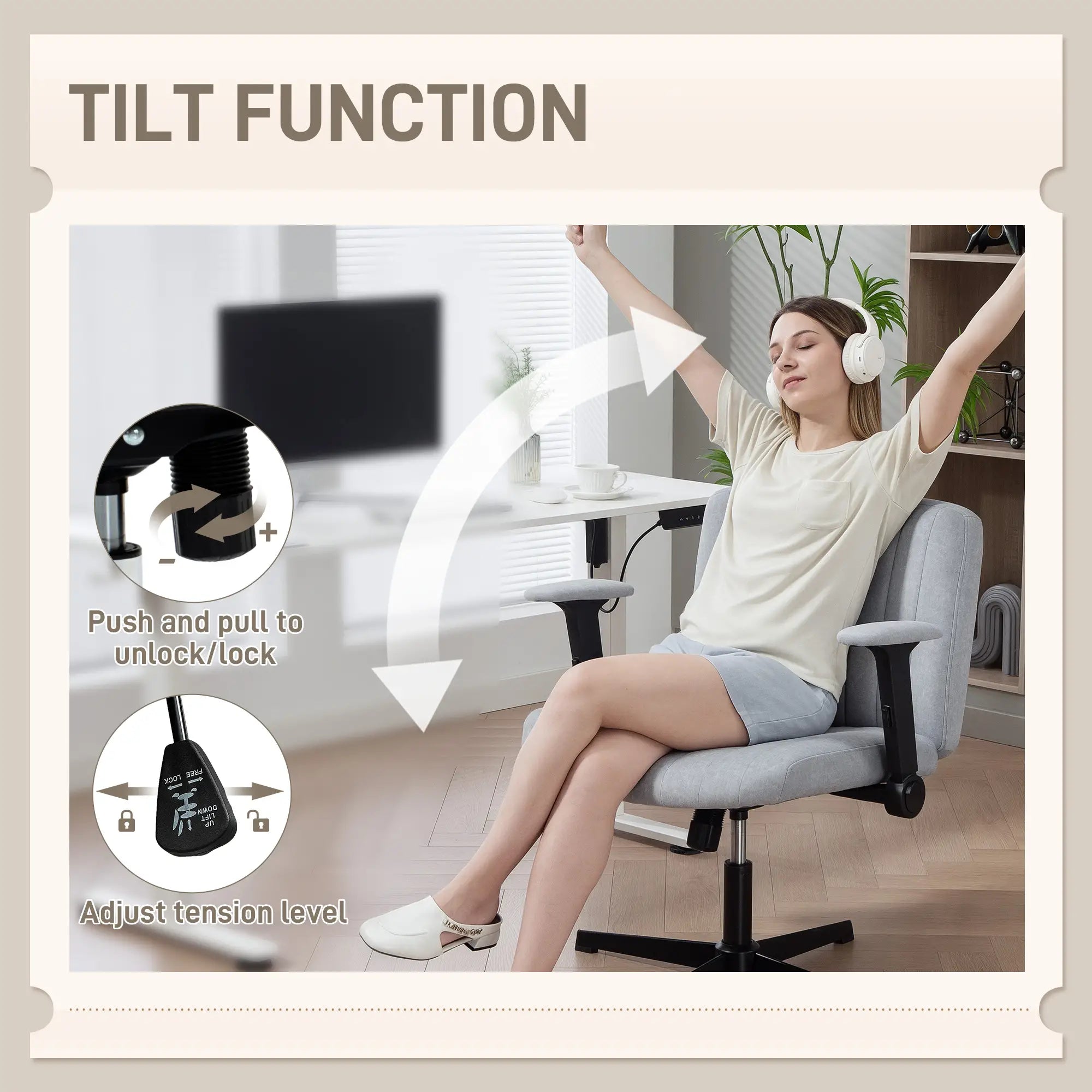 Criss Cross Chair, Flip-up Armrests, Adjustable Height, Tilting, No Wheels, Grey Task Chairs at Gallery Canada