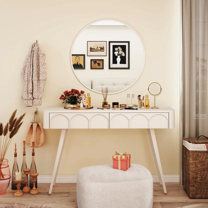 Miroir rond de 36", cadre en métal, miroir mural pour salle de bain, blanc