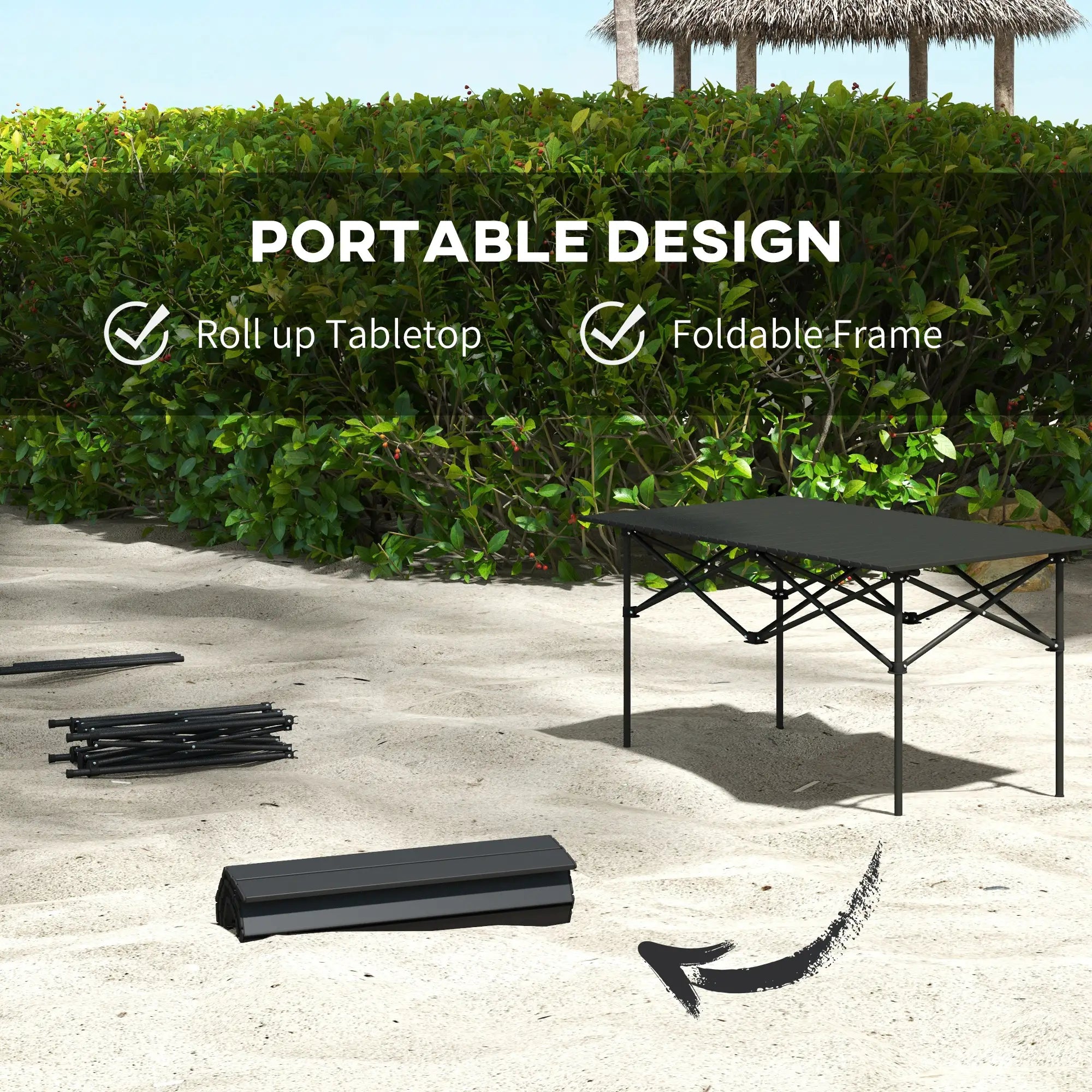 Folding Camping Table, Roll up Top, Carry Bag, Portable, Black Picnic Tables & Camping Chairs at Gallery Canada