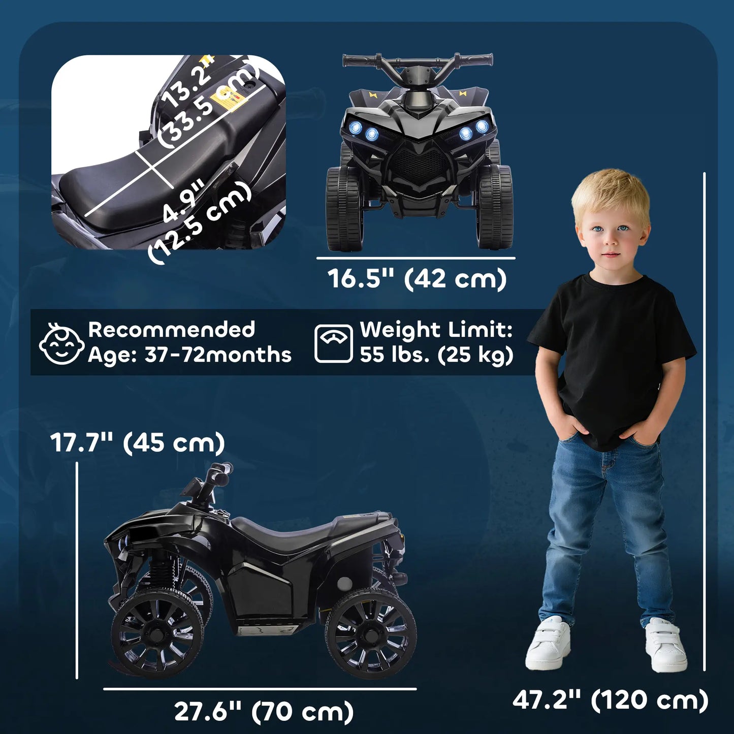 6V Kids ATV, 4 Wheeler Electric Ride on Car, for Ages 3-8, Black Electric Toy Cars at Gallery Canada