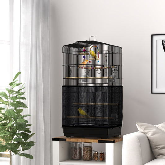 36" Bird Cage with Accessories, Handle, Mesh Cover, Tray, Black - Gallery Canada