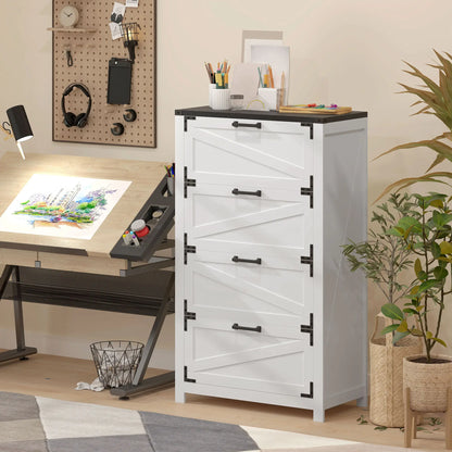 4 Drawer Filing Cabinet, Farmhouse Office Storage, Adjustable Hanging Bars, Letter A4 Legal Size, White Office Cabinets & Cupboards at Gallery Canada