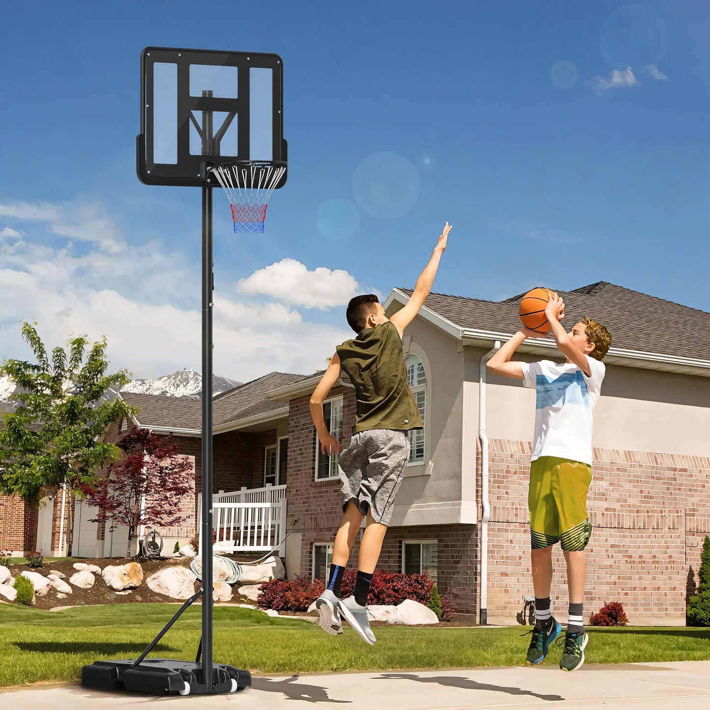 Height Adjustable Basketball Hoop Stand, 5ft-10ft, Portable with Wheels, 43" Backboard Basketball at Gallery Canada