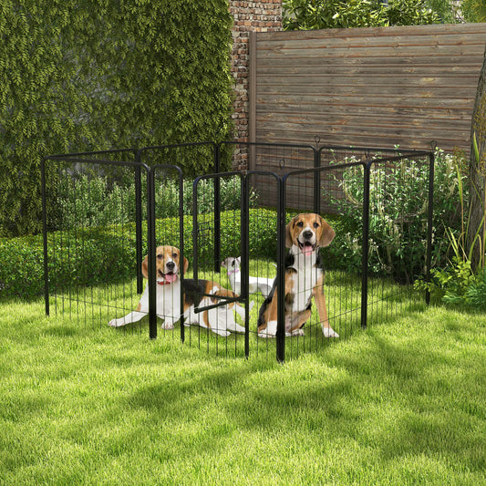 8 Panel Pet Playpen, Heavy-Duty Metal, Foldable, Indoor Outdoor, 39"H Houses, Kennels & Pens Grey at Gallery Canada