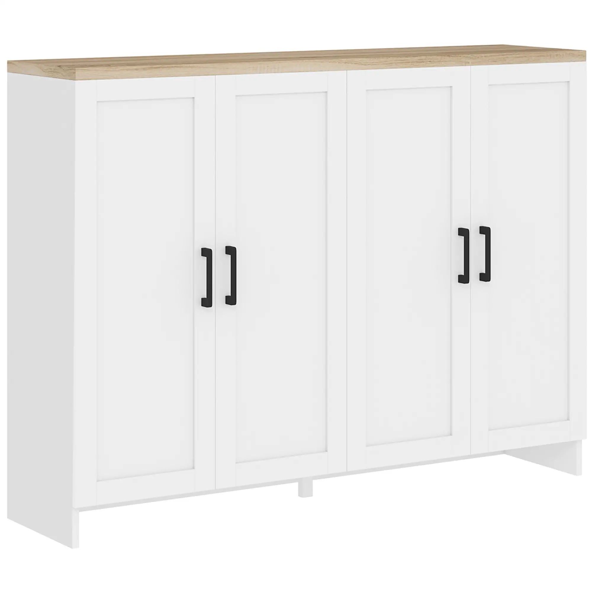 Modern Sideboard Buffet Cabinet, Modern Kitchen Storage Cabinet with 4 Doors Adjustable Shelves, for Dining Room, White Storage Cabinets at Gallery Canada