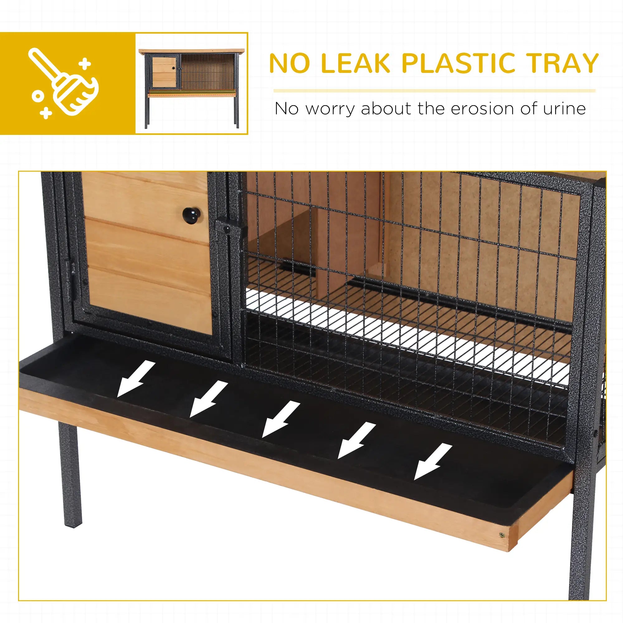 Wooden Rabbit Hutch, Indoor Outdoor Bunny Cage With Tray, Yellow Rabbit Hutch at Gallery Canada