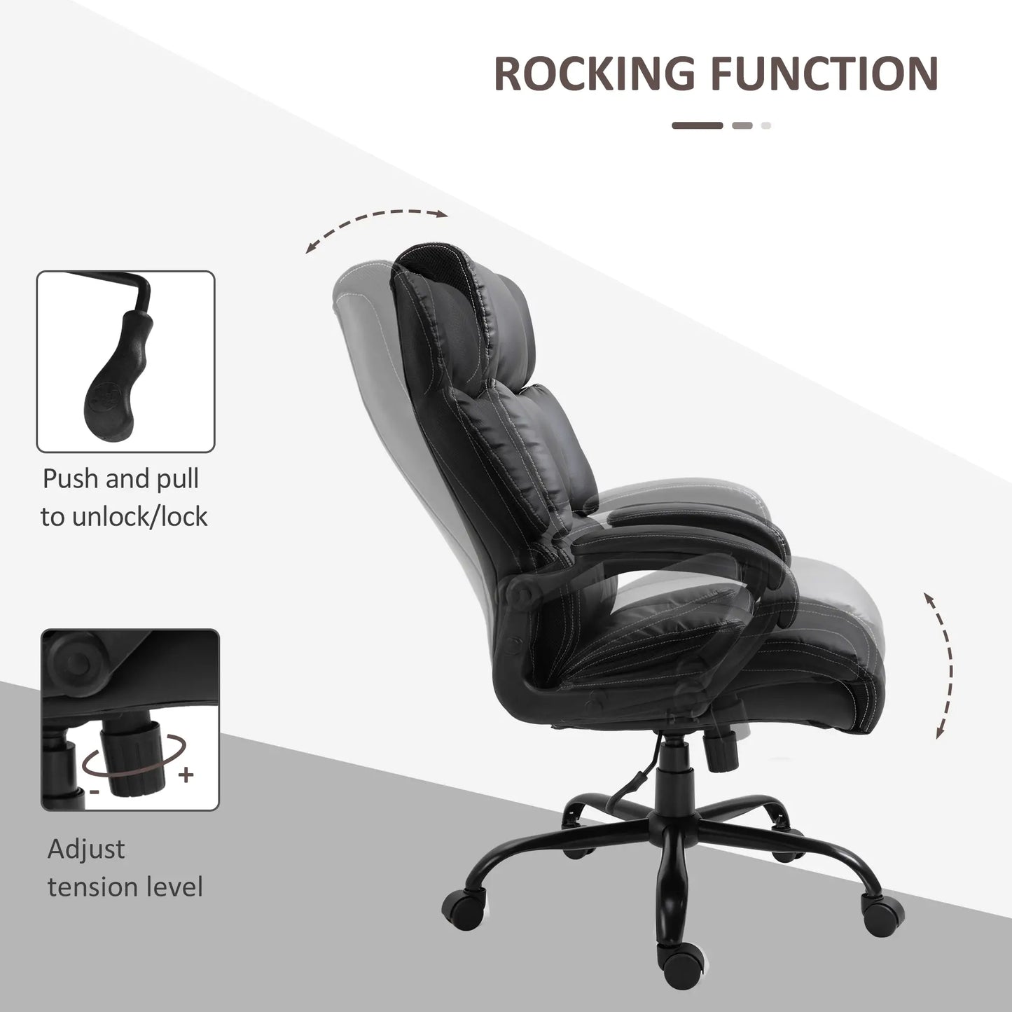 Ergonomic Office Chair, Adjustable Height, PU Leather, 360 Swivel, 400lbs, Black Executive & Manager Chairs at Gallery Canada