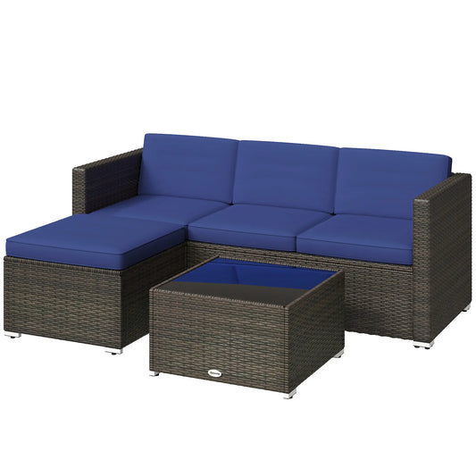 Patio Furniture Set, 3 Pieces, PE Rattan Wicker, Glass Top Table Patio Furniture Sets Brown, Blue, Black at Gallery Canada