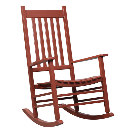 Wooden Porch Rocking Chair, Outdoor Patio Rocker, Wine Red Outdoor Rocking Chairs Wine Red at Gallery Canada