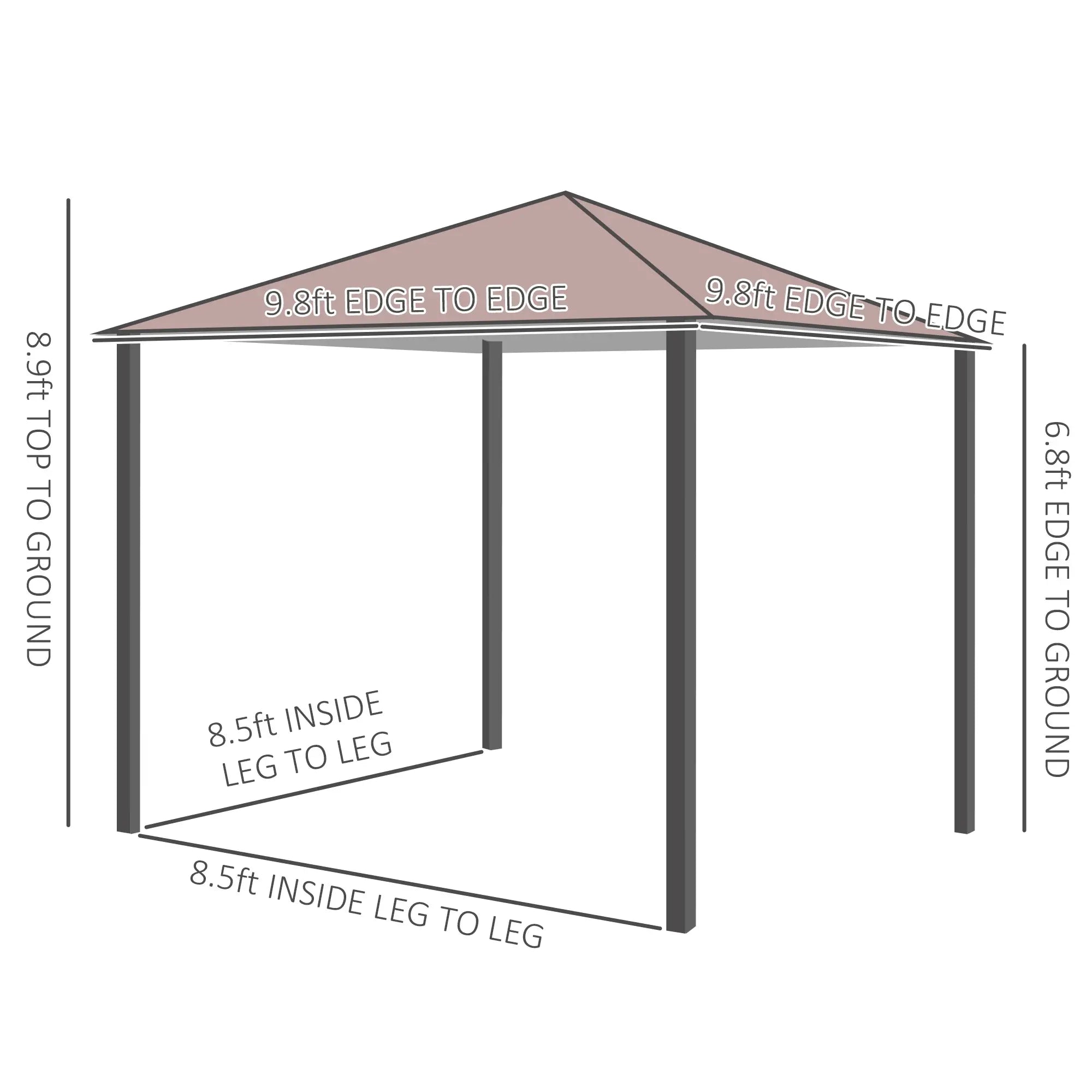 10x10ft Steel Garden Gazebo, Patio Canopy, Outdoor Event Tent Gazebos at Gallery Canada