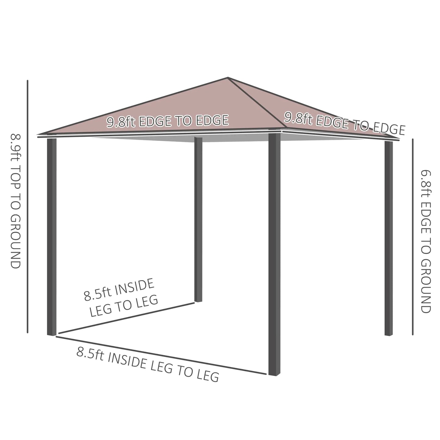 10x10ft Steel Garden Gazebo, Patio Canopy, Outdoor Event Tent Gazebos at Gallery Canada