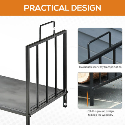 17.5" Heavy-Duty Metal Firewood Rack, Indoor Outdoor, Black Firewood Racks at Gallery Canada