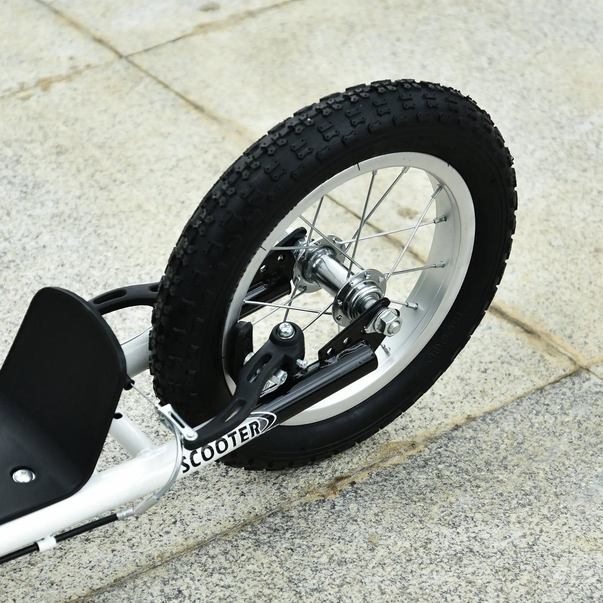 Dual Brakes Kick Scooter, 12-Inch Inflatable Wheel, Age 5+, White Scooters at Gallery Canada