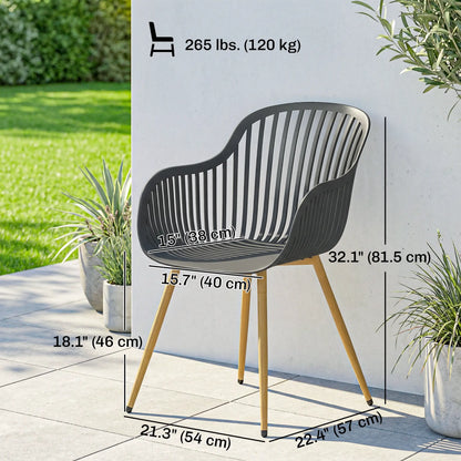 Outdoor Dining Chairs Set of 4, Patio Chairs, Slotted Backrest, Grey Patio Chairs at Gallery Canada