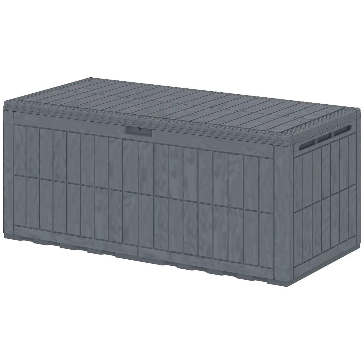 220 Gallon Resin Deck Box, Waterproof Lockable Outdoor Storage Patio Storage Boxes Grey Wood Effect at Gallery Canada