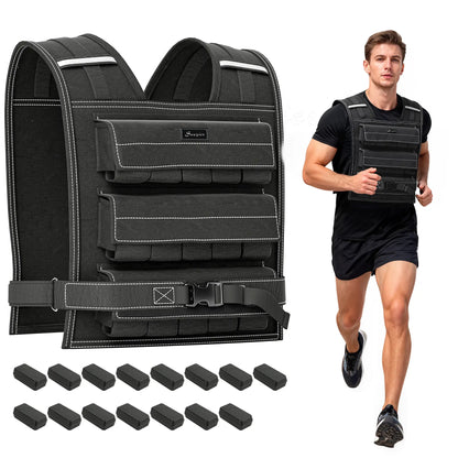 33LBS Adjustable Weighted Vest, Reflective Strips, Snug Fit for Running Training Strength Training Equipment at Gallery Canada