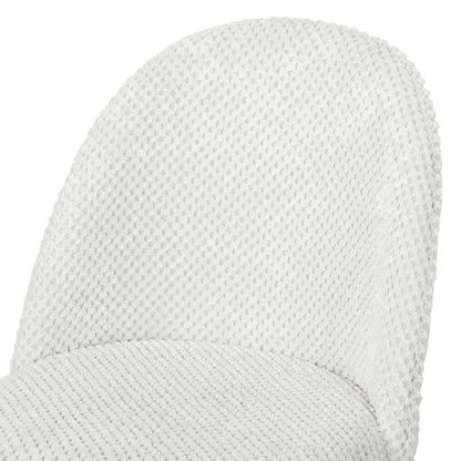 Velvet Upholstered Dining Chairs Set Of 2, Metal Legs, White
