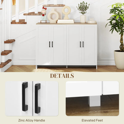 Modern Sideboard Buffet Cabinet, Modern Kitchen Storage Cabinet with 4 Doors Adjustable Shelves, for Dining Room, White Storage Cabinets at Gallery Canada
