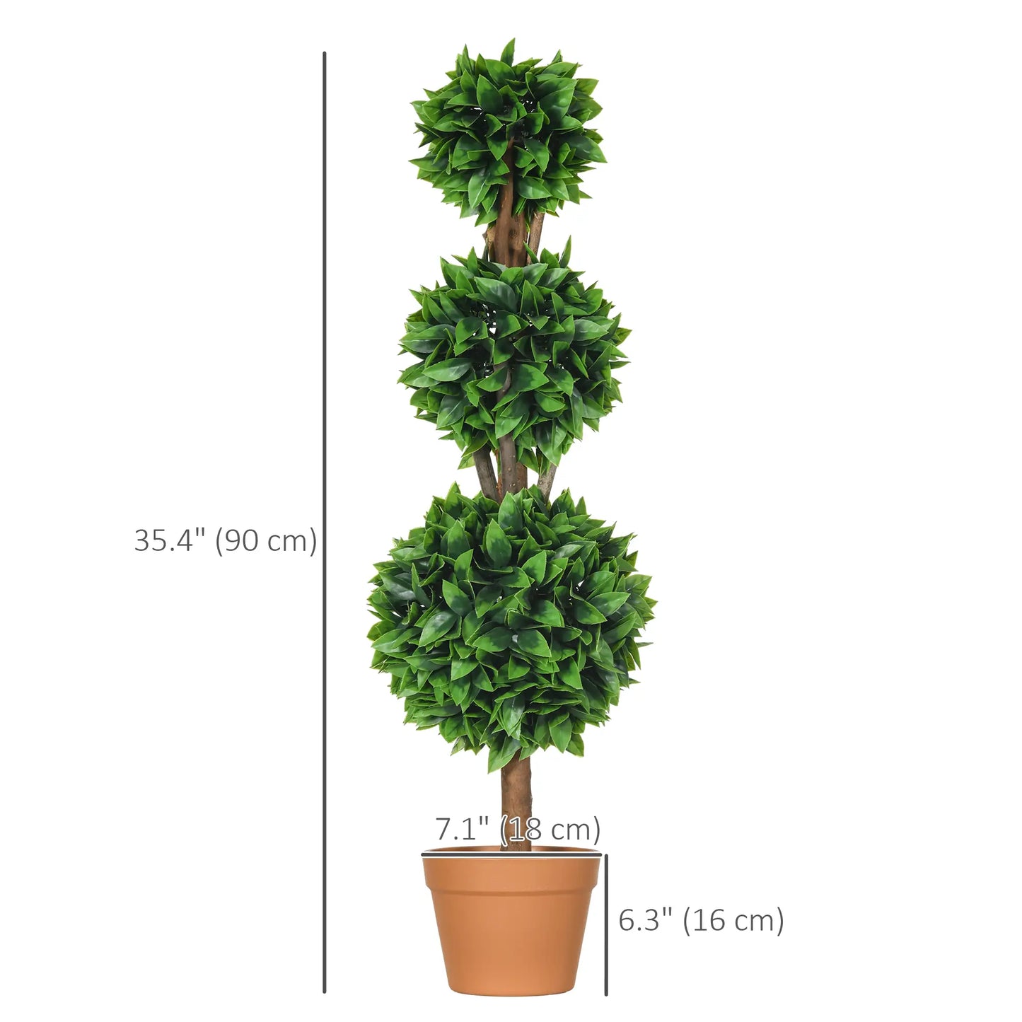 2 Pack 35.5" Artificial Boxwood Topiary Ball Trees, Indoor Outdoor, Green Artificial Trees at Gallery Canada