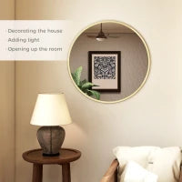 Miroir mural rond de 24" pour chambre à coucher salon, ton doré