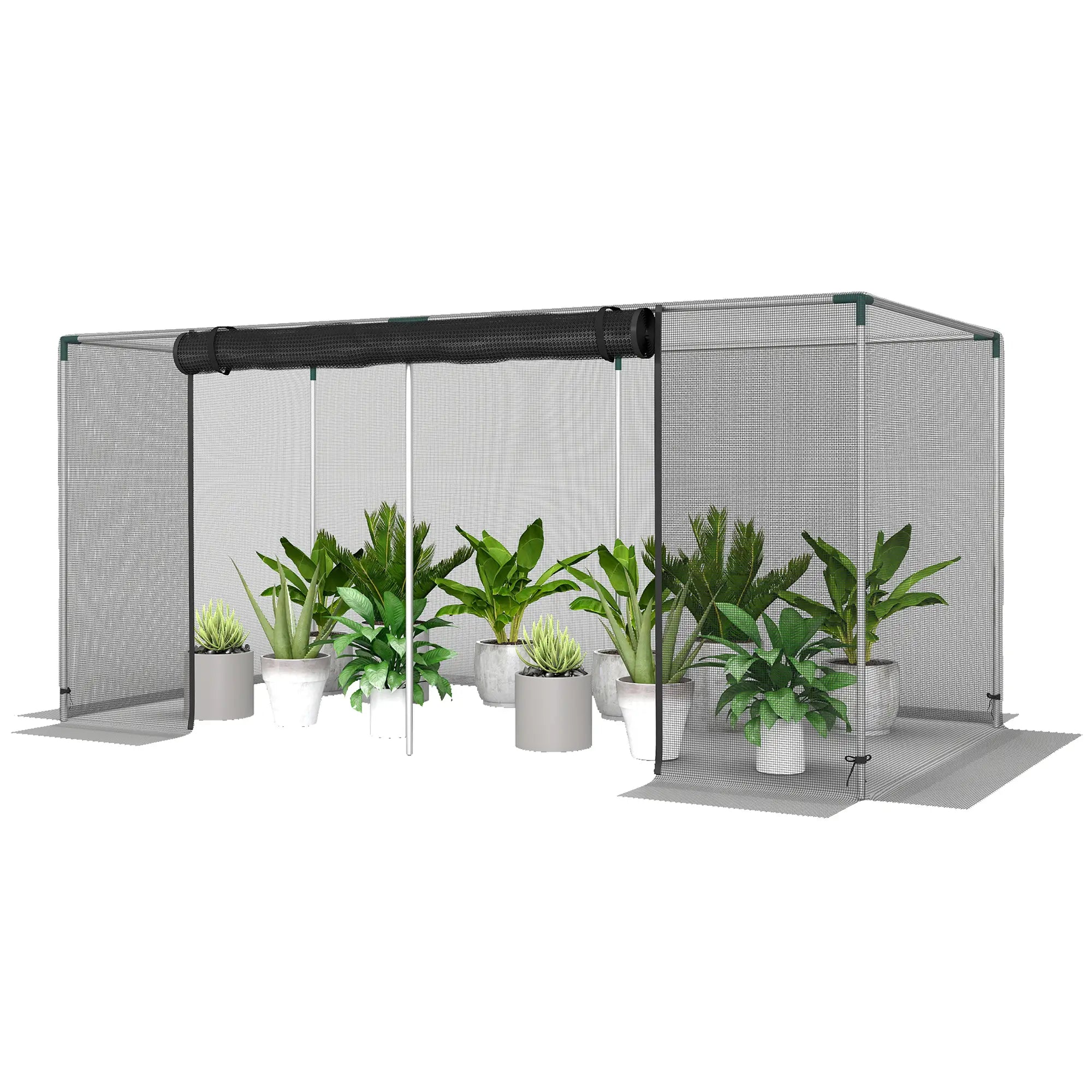 Galvanized Steel Crop Cage, Plant Protection Tent, 8' x 4', Black Greenhouses Silver and Black at Gallery Canada