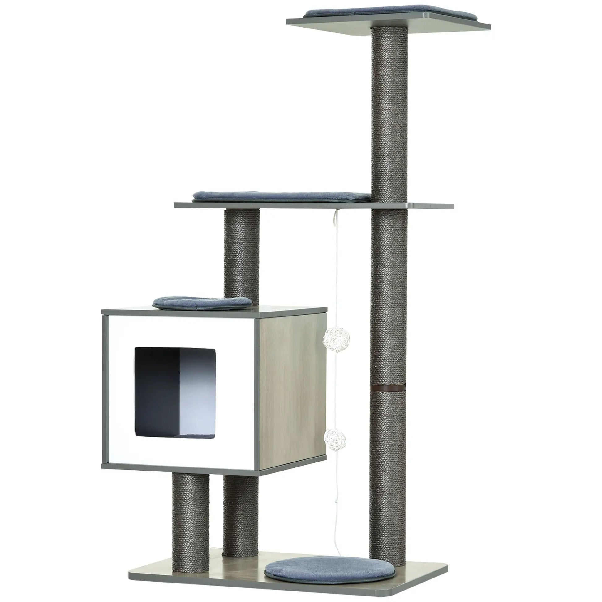 47.2" Cat Tree, Kitten Scratcher, Play House, Scratching Post, Grey Cat Posts at Gallery Canada