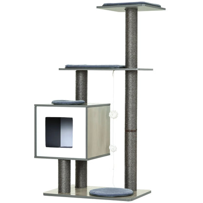 47.2" Cat Tree, Kitten Scratcher, Play House, Scratching Post, Grey Cat Posts at Gallery Canada