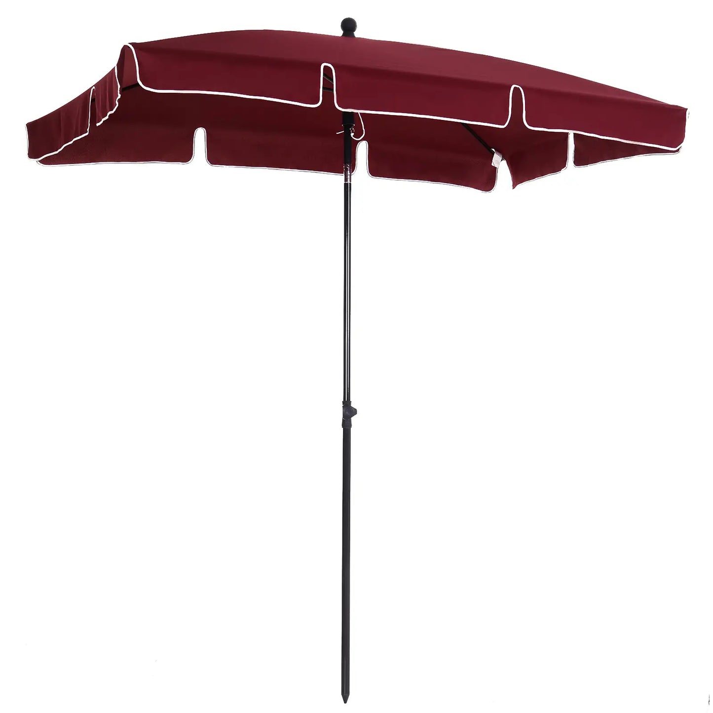 6.5x4ft Rectangle Patio Umbrella, Tilt Adjustable, Wine Red Sun Umbrellas at Gallery Canada