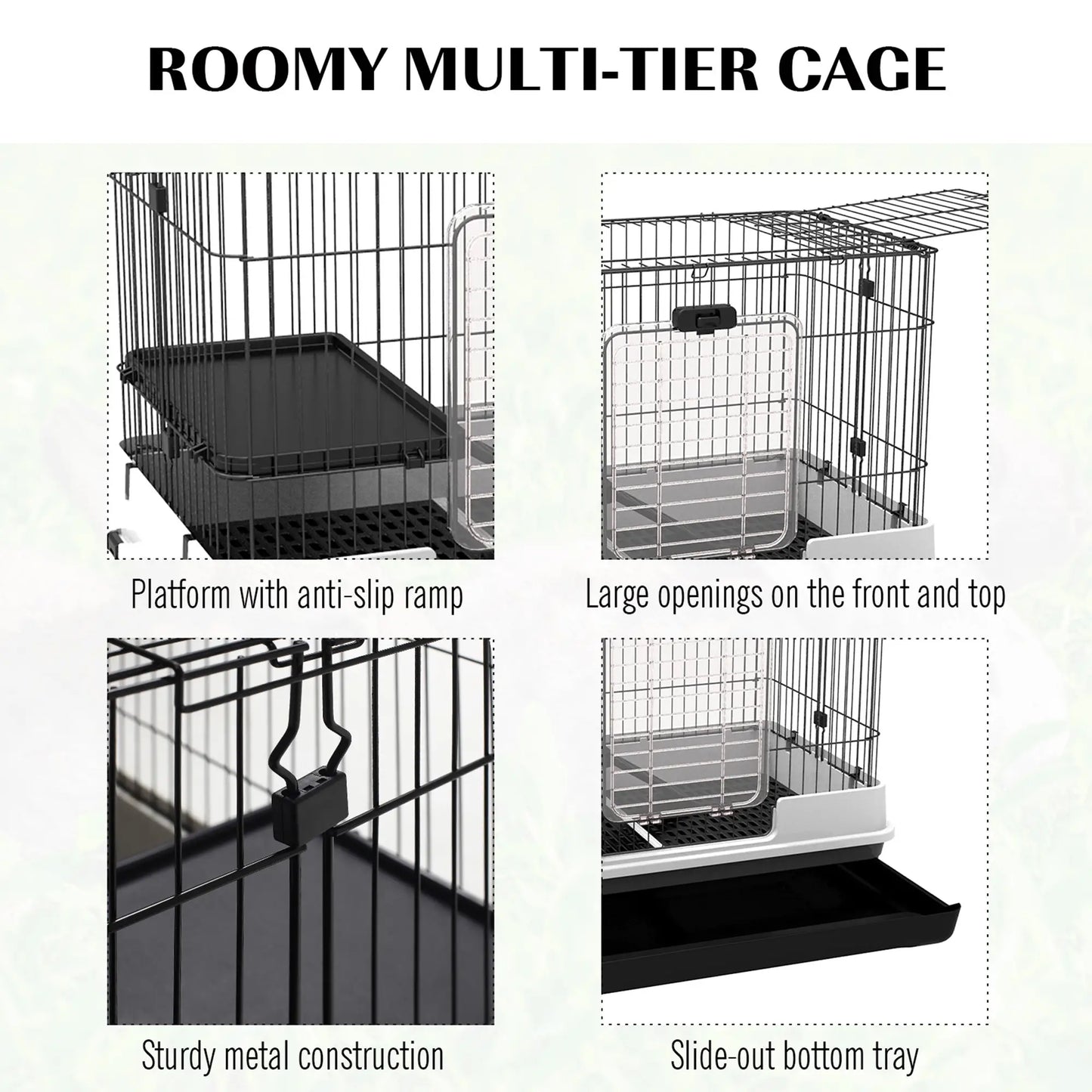 28"H 2-Level Rabbit Hutch, Lockable Wheels, Slide-Out Tray, Black Rabbit Hutch at Gallery Canada