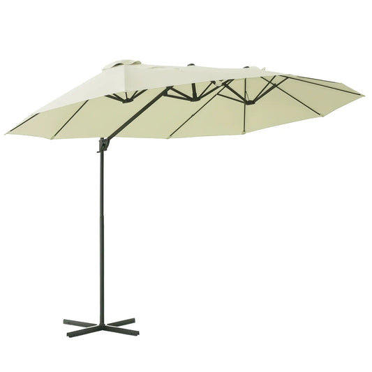 Outdoor Cantilever Umbrella, Twin Canopy Sunshade, Lift, Beige Cantilever Umbrellas Beige at Gallery Canada