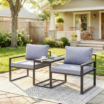 Outdoor Bistro Set, 2 Chairs And Side Table, Patio Furniture, Grey Bistro Sets at Gallery Canada