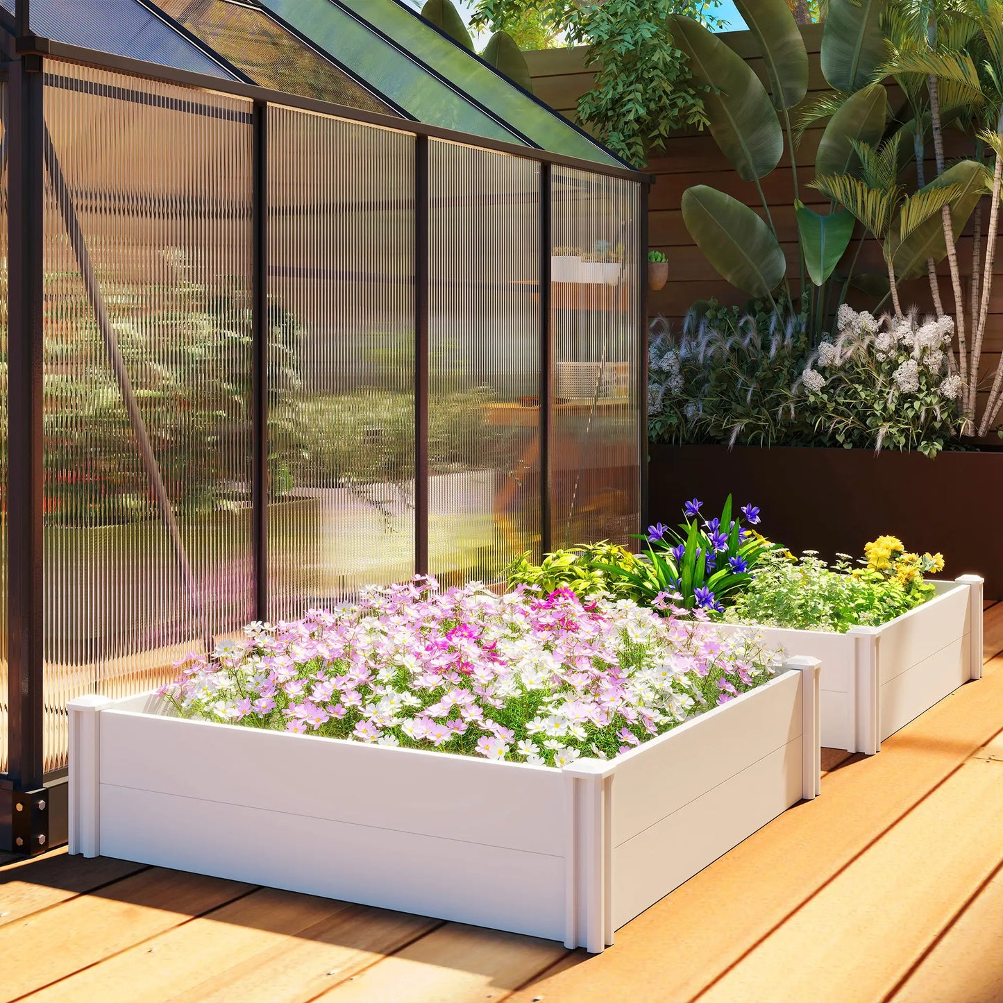 White Vinyl Raised Garden Bed Kit, 3 x 3 x 1ft Modular Elevated Box, White Raised Garden Beds at Gallery Canada