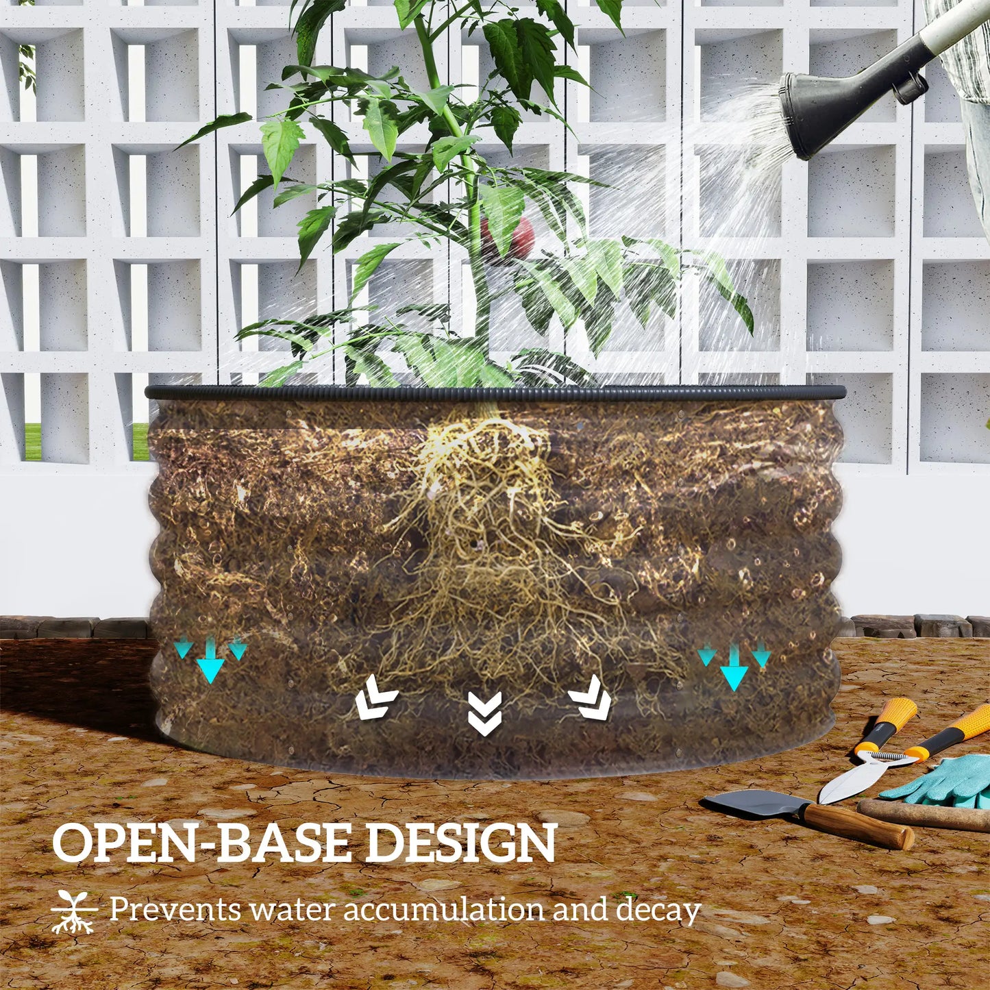 Galvanized Raised Flower Bed, 3x3x1.5 ft, Dark Grey Raised Garden Beds at Gallery Canada