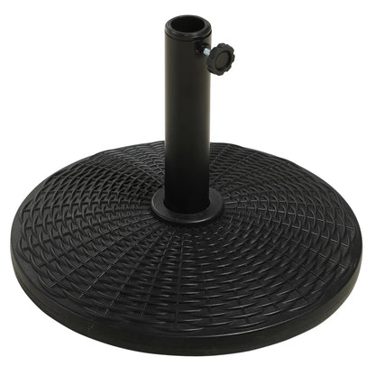 25 lbs Umbrella Base, 17.5" Round, Rattan Design, Black Umbrella Bases at Gallery Canada
