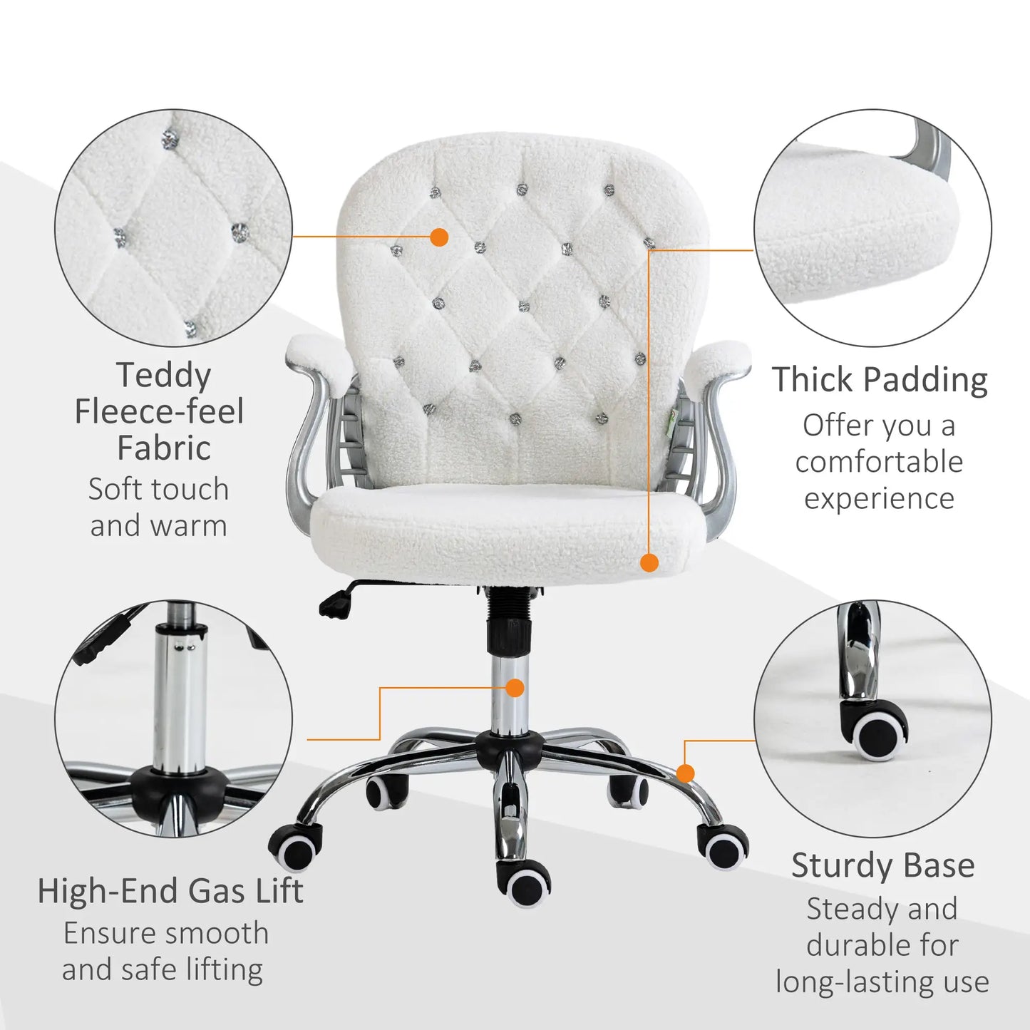 Office Chair, Adjustable Height, Tufted Back, White Task Chairs at Gallery Canada