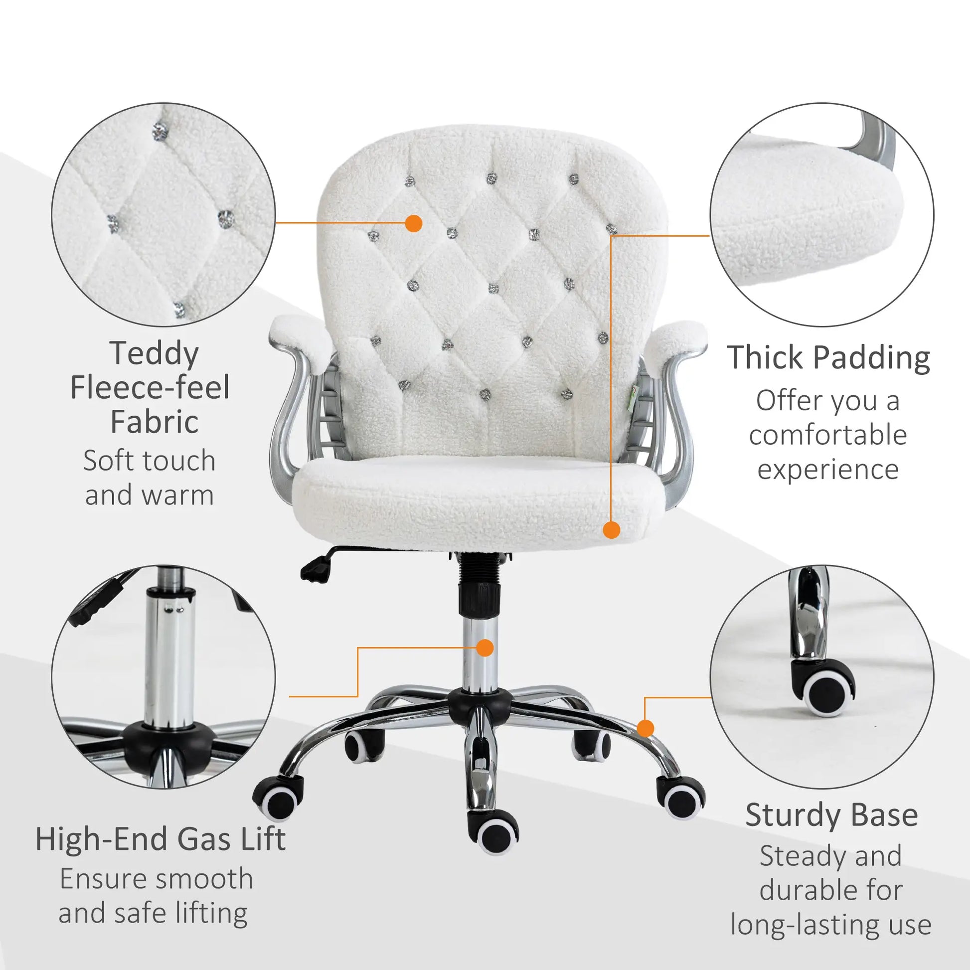 Office Chair, Adjustable Height, Tufted Back, White Task Chairs at Gallery Canada