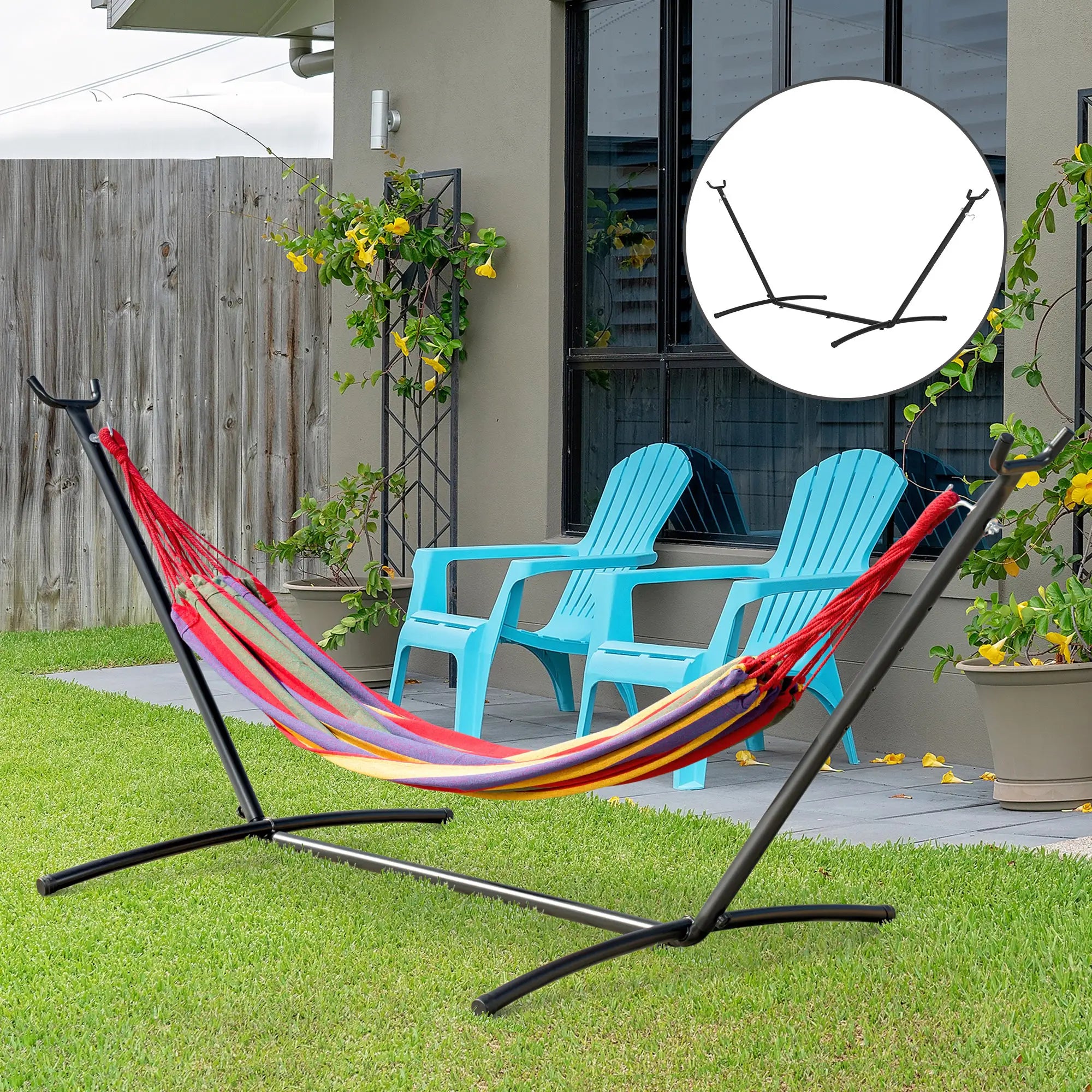 9.2'L Adjustable Hammock Stand, Heavy Duty, Outdoor Camping, Black Hammock Stands at Gallery Canada